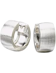 925 Sterling Silver Satin Finish Wide Huggy Hoop Earrings