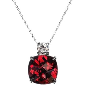Cushion Cut CZ Garnet Double Stone Necklace Emitations by