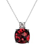 Cushion Cut CZ Garnet Double Stone Necklace Emitations
