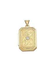 14K Yellow Gold Cremation and Hair Locket w/ Diamond Center 3/4 inch x 1 inch in Solid 14K Yellow Gold