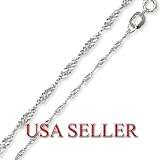16 Inch Sterling Silver Pendant Rope Chain Necklace
