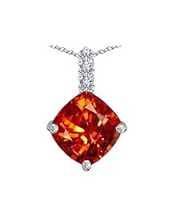 Original Star K (tm) Large 12mm Cushion Cut Simulated Mexican Orange Fire Opal Pendant in 925 Sterling Silver