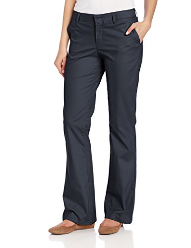 Dickies Women's Flat Front Stretch Twill Pant, Dark Navy, 10 Long