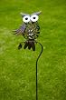 Bronzed Metal Owl Tealight Candle Garden Stake Statuary