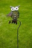 Bronzed Metal Owl Tealight Candle Garden Stake Statuary