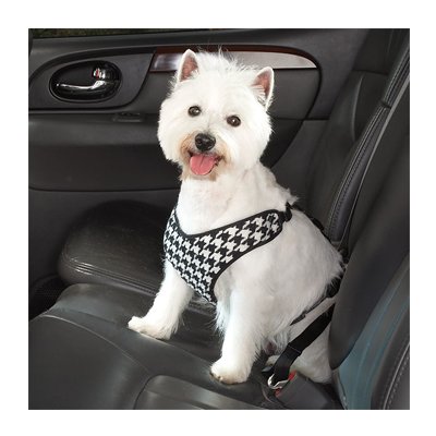 Cruising Companion Black Houndstooth Car Travel Safety Harness Vest Dog Seatbelt Large