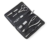 Mens Grooming Set in Black Zipped Leather Case by Dovo. [ Solingen, Germany ]