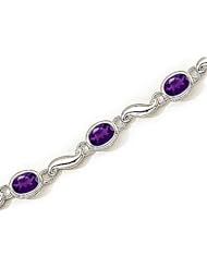 14kt Yellow Gold Oval Amethyst and Diamond Bracelet