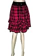 Cerise Pink Black Plaid Skirt Knee Length Cotton Mini Skirts India 22"length