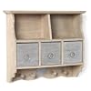 3 Draw Shelf and Hooks in Zinc & Wood