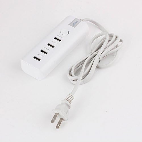 TIWKICH Portable 5V Multi Port USB Charger, Family-Sized 4 Port USB Charger Adapter for iPhone 6 Plus 5S 5C 4S, iPad Air Mini, Samsung Tablets, Galaxy S5 S4 S3, Galaxy Note 4 3 2, LG G3, Smartphones, Tablets, iPods, Most Other 5V USB-Charged Portable Devices (White)