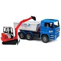 MAN Tipping container truck with Schaeff mini excavator
