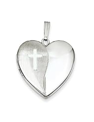 Sterling Silver 24mm With Cross Design Heart Locket