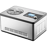 Gourmia GSI-400 Stainless Steel 2.2 quart SleekServe Automatic Ice Cream Maker-Gelato, Sorbet and Frozen Yogurt Machine with Built-in Compressor and LCD Digital Display, Silver