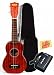 Kala KA-15S Mahogany Soprano Ukulele (No Binding) Bundle with Hard Case, Tuner, and Polishing Cloth