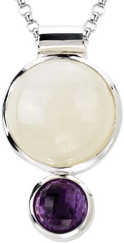 Sterling Chic Collection Moonstone and Amethyst Round Silver Slide Pendant