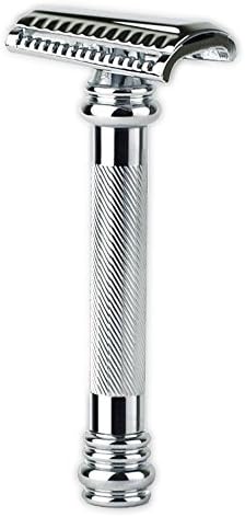 Slant Bar Razor - Chrome Double Edge Safety Razor, Closed Comb, for Ultra Close Shave By Lux Shave Company
