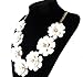 Fit&Wit Color Golden Plated Chain 7 Flowers Statement Fashion Flower Necklace White