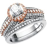 14K Two Tone Gold Diamond Semi Mount Engagement Ring