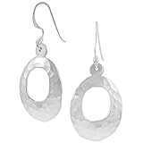 Sterling Silver Hammered Oval Cut-out Earrings