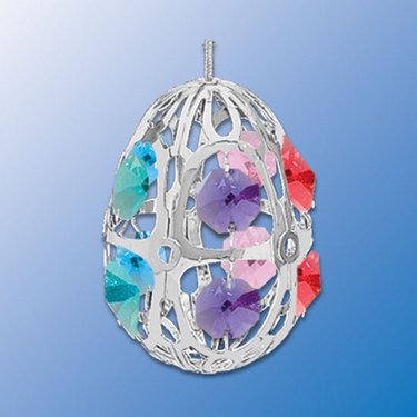 Multicolor Swarovski Crystal & Silver Easter Egg or Christmas Ornament Suncatcher Multicolor Swarovski Crystal & Silver Easter Egg or Christmas Ornament Suncatcher