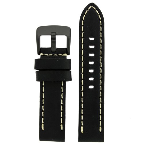 Tech swiss lea1557-24  24mm leather calfskin black watc…