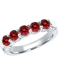 1.35 Ct Round Cognac Red SI1/SI2 Diamond 18K White Gold Ring