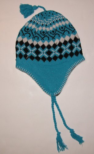 Riverstone Goods Ski/Snowboarding Ear Flap Beanie - Thick & Warm(Baby Blue Snowflake)