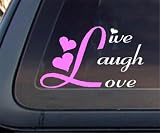pink lights for cars:Live Laugh Love Car Decal / Sticker - White & Light Pink