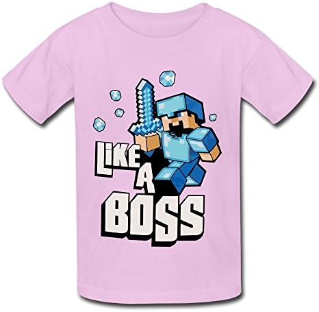 RIen Youth Minecraft Big Boys Like Boss Kids Boys And Girls T-Shirt - S Pink