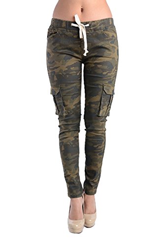 Women's Solid Skinny Cargo Jogger Pants RJH380 - J9G