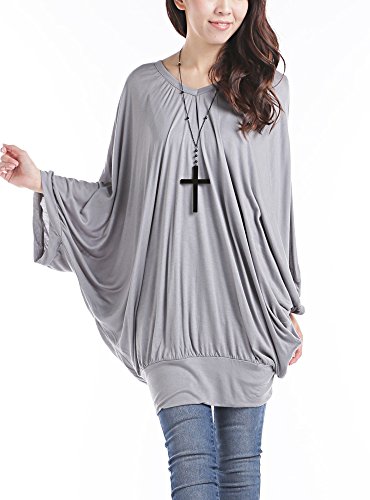 (ディーループ)D-LOOP ギャザー レーヨン チュニック バックデザインン フリル ドルマン ワンピース レディース 長袖 ミニワンピ 春 夏 108174