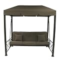 Outdoor Patio 3-Seater Swing with Gazebo Top Cover