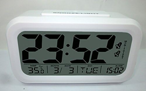 Large Screen LCD Clock - Table or Wall Clock - Dimmable LCD Display - Great for Elderly People, Offices, Conference Rooms, Lobbies and School Classrooms - Huge 4.3in Alarm Clocks , Working Day Style Alarm Clock, Two Working Modes Snooze Alarm Clock (White)