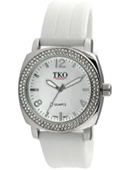 TKO ORLOGI Womens TK612-WT Milano Ice Metal Case Crystal Bezel White Rubber Watch