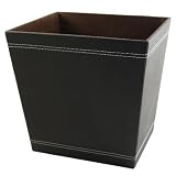 Brown Faux Leather Waste Can for Office, Bedroom, Library or Bath