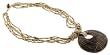 Coconut Pendant Necklace with Antique Beige Color Beads - Pendant: 60x60mm
