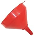 Giant Red-Plastic Funnel is 9-3/4" Dia with a 3-1/8" Long x 15/16" ID Neck