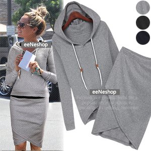 (イイネショップ) eeNeshop 【期間限定！今だけSALE価格】ベーシックフード＆チューリップスカートSet【セレブ・ハリウッド】