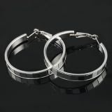 Silvertone Mini Squares Hoop Earrings