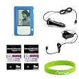 Crazyondigital Kindle 2 Accessory Kit. Kindle 2 Blue skin case + Auto Car Charger + Home Travel Charger + 2X Screen Protector + Crazyondigtal Heart Given Wristband