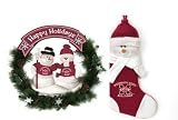 Mississippi State Bulldogs Snowman Christmas Wreath/Snowman Christmas Stocking Gift Pack