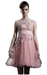 Short Crystals Applique Lace Crystal Beaded Chiffon/Taffeta/Tulle Club Dress/Party Dress 