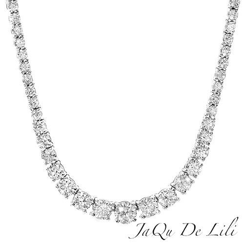 Jaqu De Lili 18K White Gold 7.26 CTW Color H-J SI2-SI3 Diamond and Ladies Necklace. Length 16.5 in. Total Item weight 16.4 g.