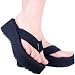 41GqU9zmhzL. SL75  SODA VACATION SANDAL BLACK PLATFORM WEDGE FLIP FLOP 8.5