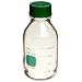 Corning Pyrexplus Borosilicate Glass Round PVC-Coated Wide Mouth Media Storage Bottle, with Screw Cap