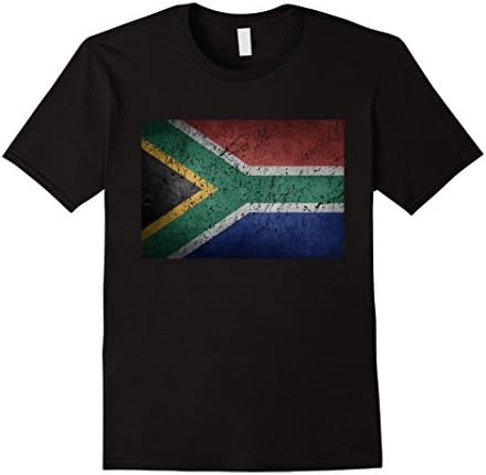 Men's Vintage South Africa Flag T-shirt South African Heritage Large Black