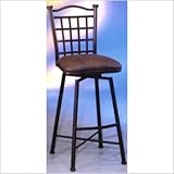Bay Point Swivel Barstool with Florentine Coffee Fabric in Matte Black Heig ....