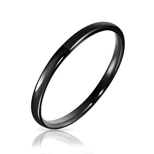 Bling Jewelry Tungsten Black Unisex Ring 2mm