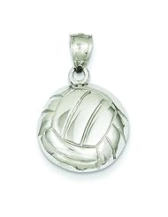 14K White Gold Volleyball Pendant Sports Charm Jewelry